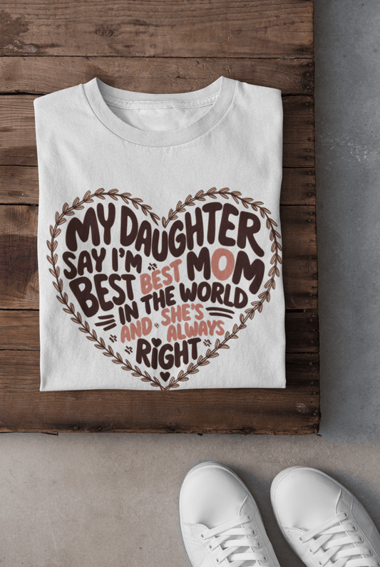 Best Mom In The World T-Shirt | 100% Cotton | Bio - Washed | Soft, Breathable & Durable - TRESSNY - MRnHs - Wh - S - Bestmomintheworlddesign - Fr - dtf