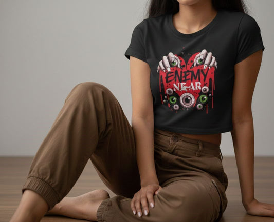 Enemy on Ears Graphic Crop Top