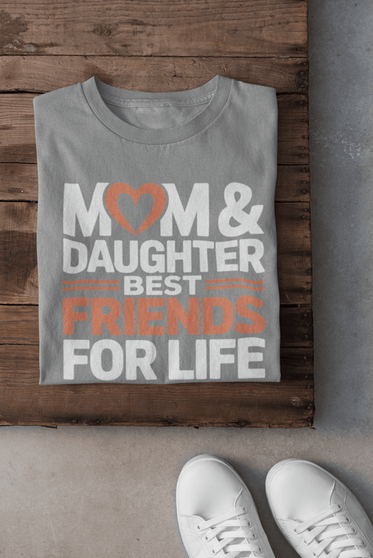 Mom & Daughter Best Friends T-Shirt | Bio - Washed | Breathable - TRESSNY - MRnHs - Bk - S - momdaughterbestfriendsdesign - Fr - dtf