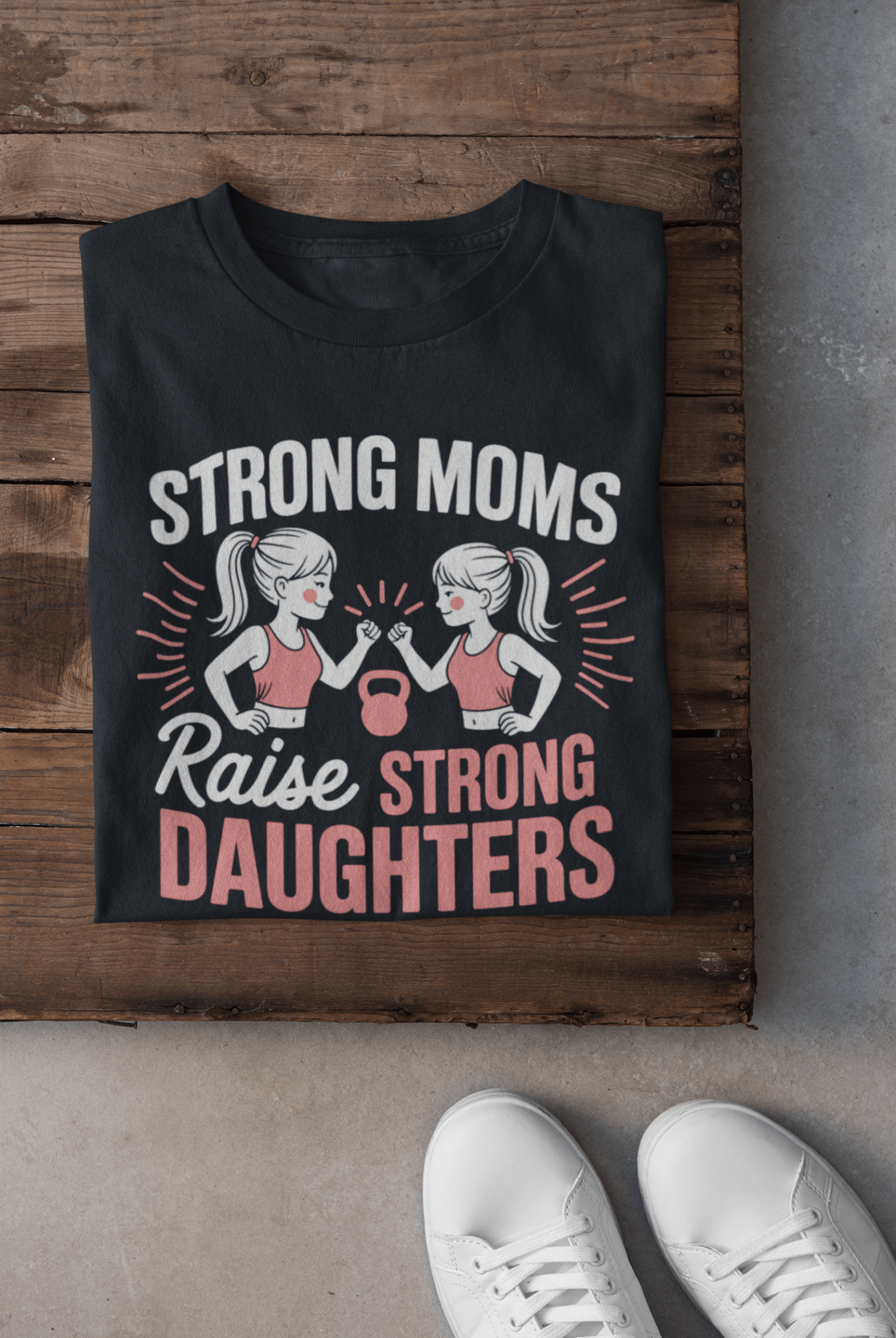 Strong Women Raise Strong Daughter T-Shirt | 100% Cotton | Bio - Washed | Soft, Breathable & Durable - TRESSNY - MRnHs - Bk - S - StrongMomTShirtDesign - Fr - dtf