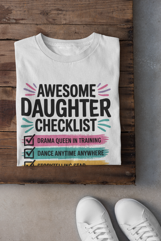 Awesome DaughterT-Shirt | 100% Cotton | Bio-Washed | Soft, Breathable & Durable
