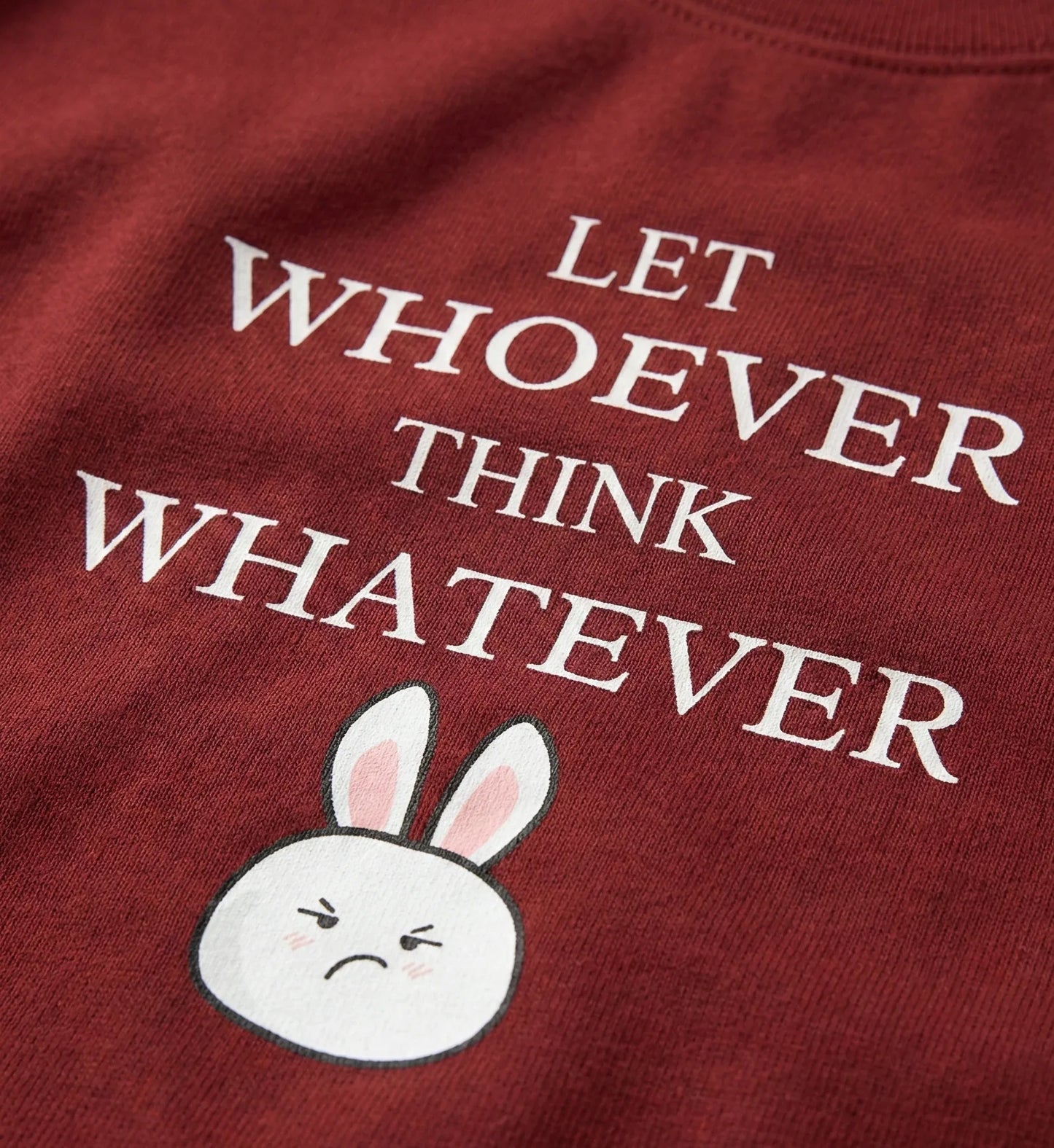 Let Whoever Think Whatever Red Tee | Cute Bunny Tee - TRESSNY
