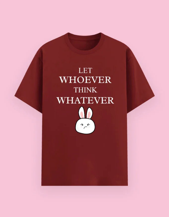 Let Whoever Think Whatever Red Tee | Cute Bunny Tee - TRESSNY