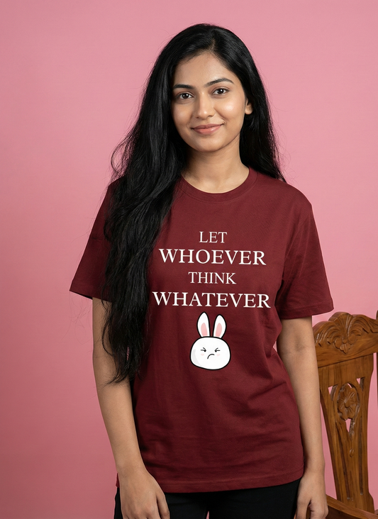 Let Whoever Think Whatever Red Tee | Cute Bunny Tee