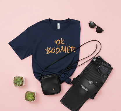 OK BOOMER – Unisex Oversized Navy Graphic Tee - TRESSNY