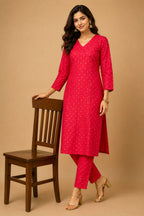Red Gold Diamond Kurta Set 05 – TRESSNY