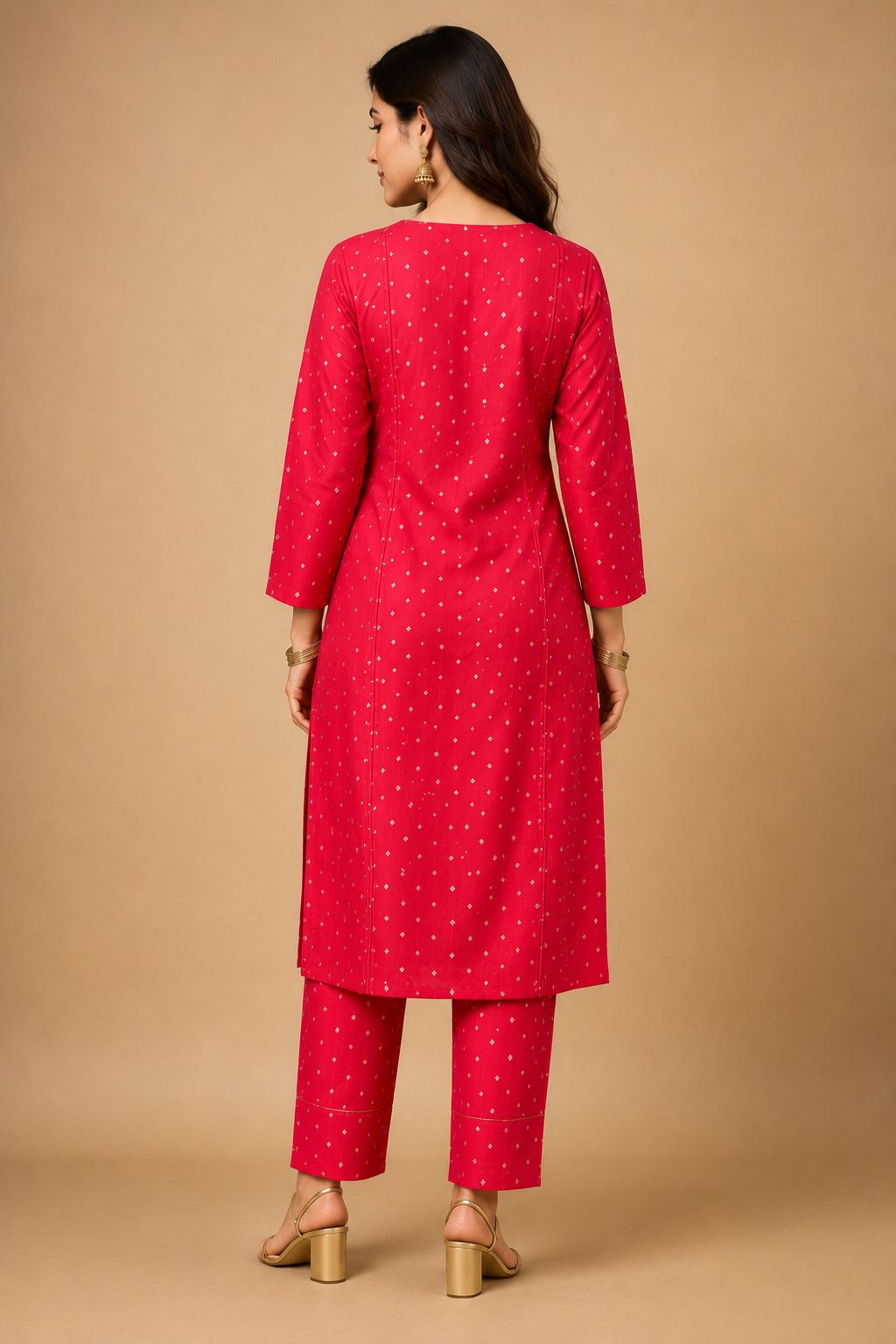 Red Gold Diamond Kurta Set 06 – TRESSNY