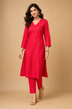 Red Gold Diamond Kurta Set 07 – TRESSNY