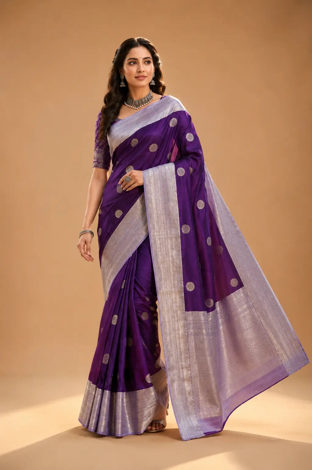 Banarasi semi katan silk saree purple – TRESSNY