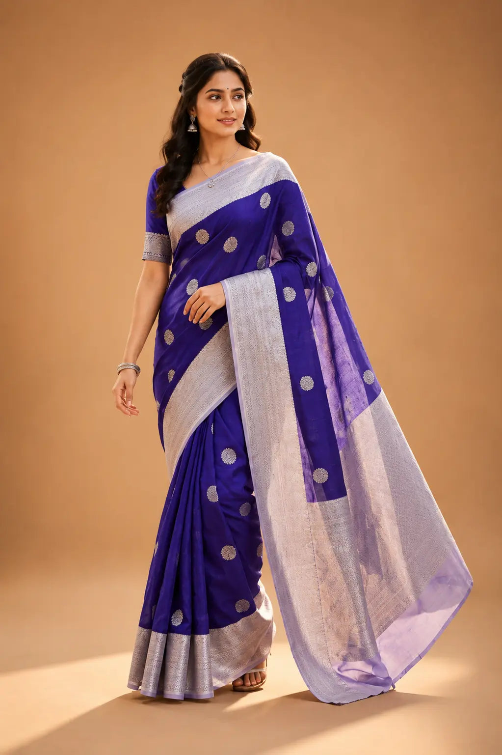 Banarasi semi katan silk saree royal blue – TRESSNY