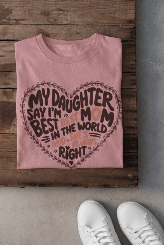 Best Mom In The World T-Shirt | 100% Cotton | Bio - Washed | Soft, Breathable & Durable - TRESSNY - MRnHs - Wh - S - Bestmomintheworlddesign - Fr - dtf