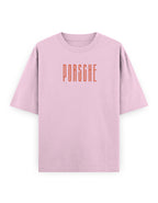 Pink t-shirt with 'PORSCHE' text on a white background