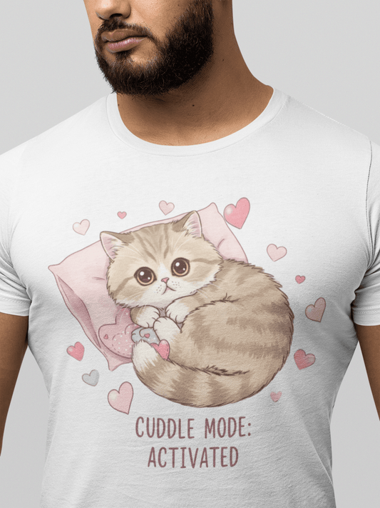 Cat Lover| Unisex Round Neck T-shirt | 100% Cotton | Bio - Washed | Breathable & Durable - TRESSNY - MRnHs - Wh - XS - Desing_CuddleMode - Fr - dtf