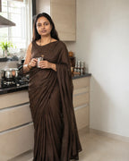Coffee Brown Crush Silk Sequin Saree with Running Blouse - Pallu Detail | Women Fashion India