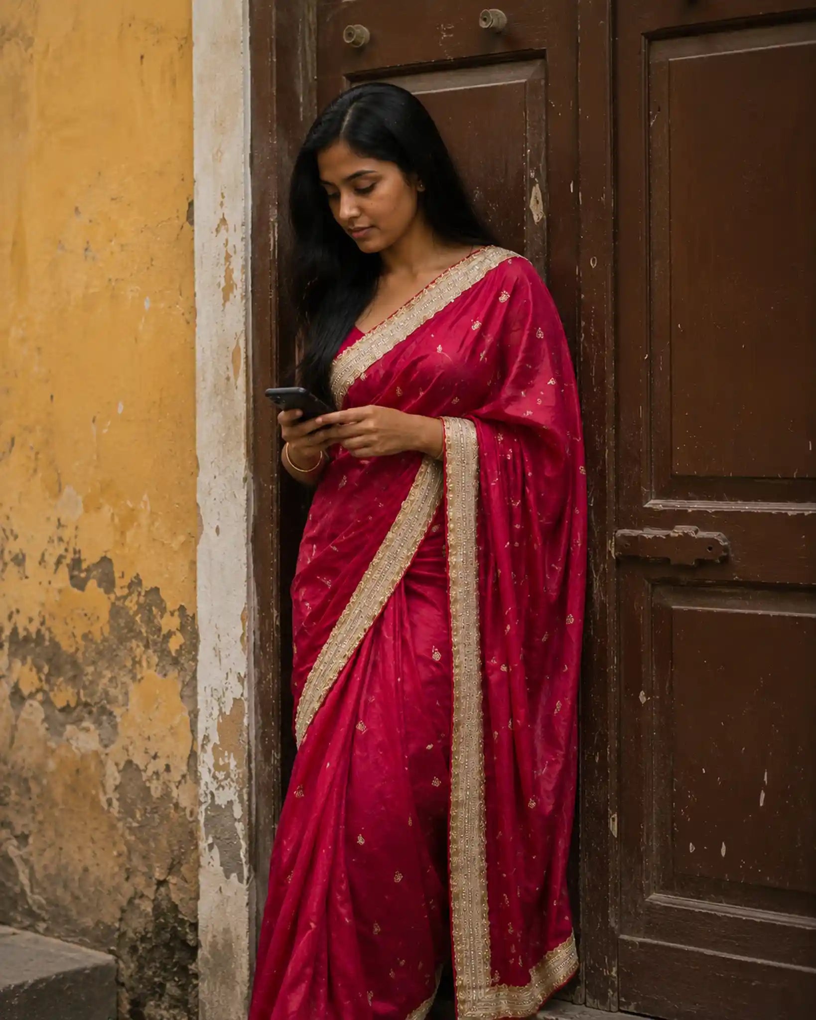 Pink Embroidered Border Saree for Festive Ethnic Wear - Saree Detail | Women Fashion India