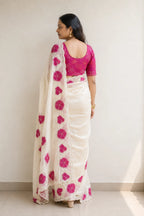 Floral Space Silk Saree with Scallop Border for Festive Wear - Saree Lifestyle | Women Fashion India