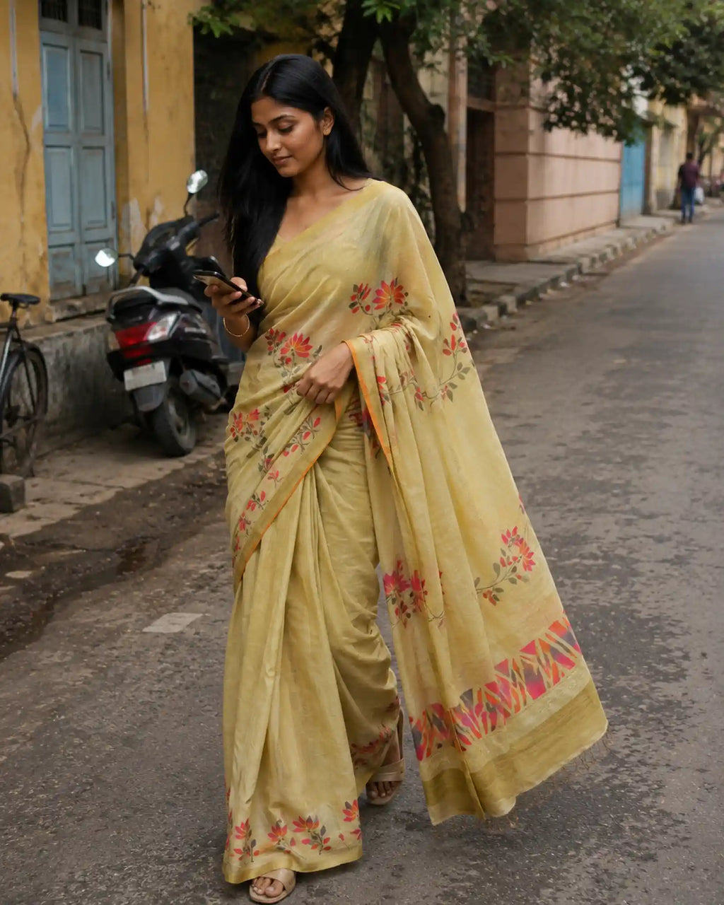 Soft Erode Tissue Zari Floral Saree for Festive Wear - Saree Front | Women Fashion India