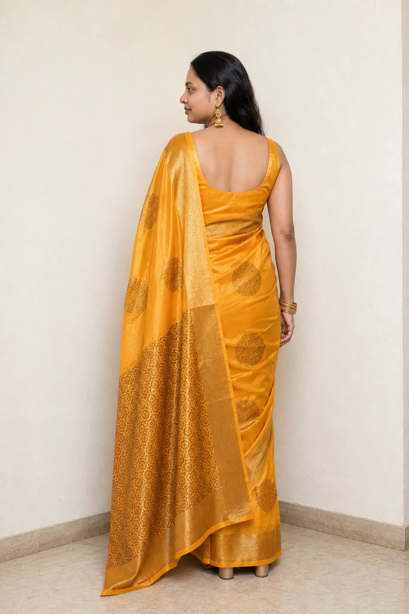 Kanchi Soft Silk Saree with Gold Butta for Festive Wear - Saree Drape | Women Fashion India