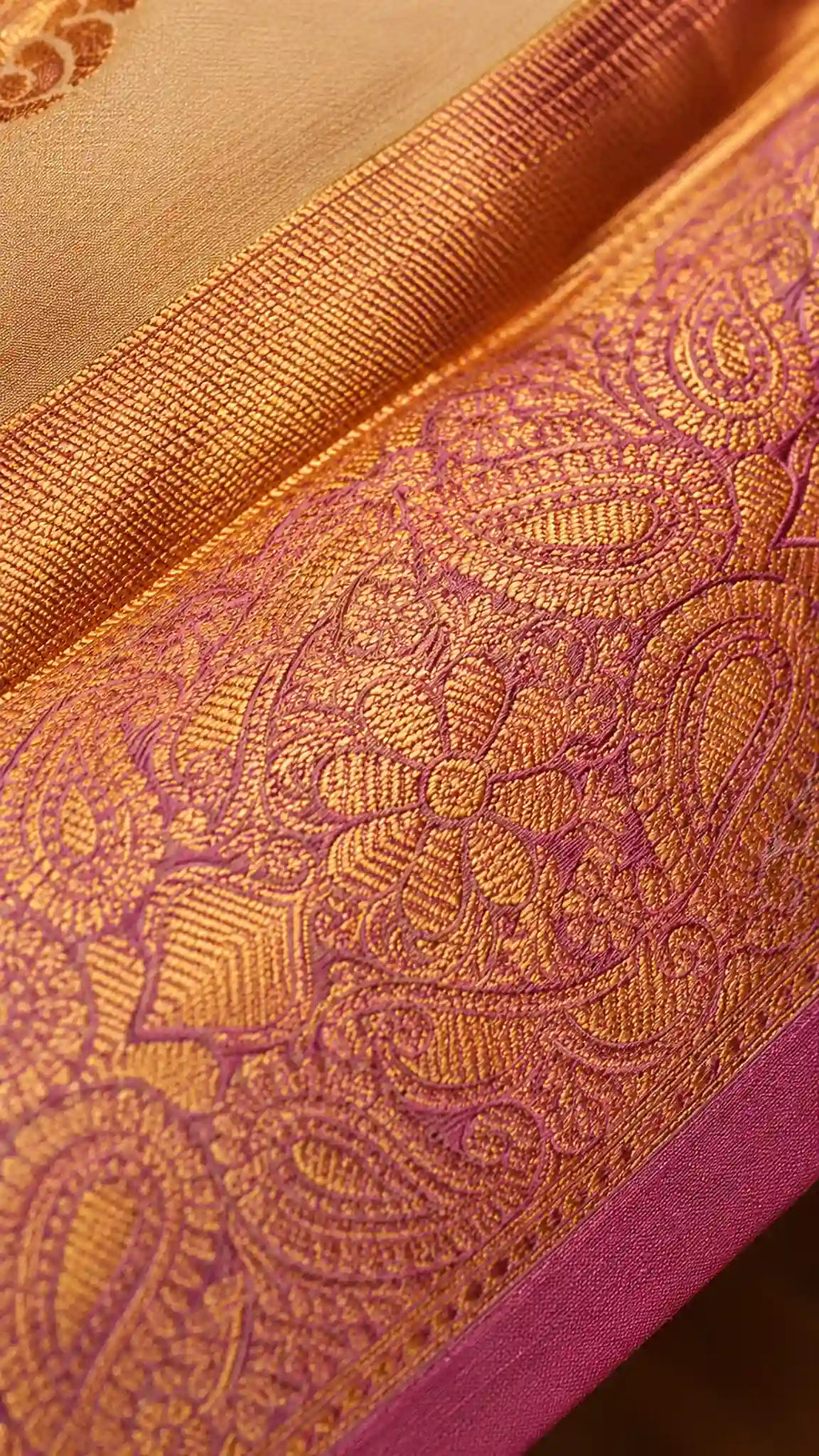 Golden Mustard Soft Silk Saree with Pink Zari Woven Border - Saree Border | Women Fashion India