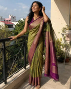 Jacquard Semi Silk Double Shade Saree for Wedding Wear - Saree Detail | Women Fashion India