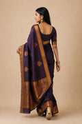 KANCHIPURAM HANDLOOM SOFT SILK SAREE - Back View | Women Fashion India