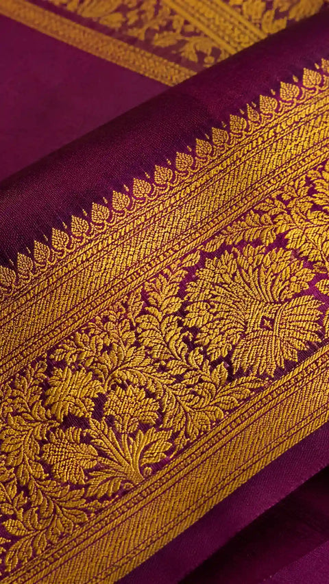 Magenta Soft Silk Saree with Gold Zari Border and Deer Motifs - Saree Border | Women Fashion India – buy saree online | Tressny