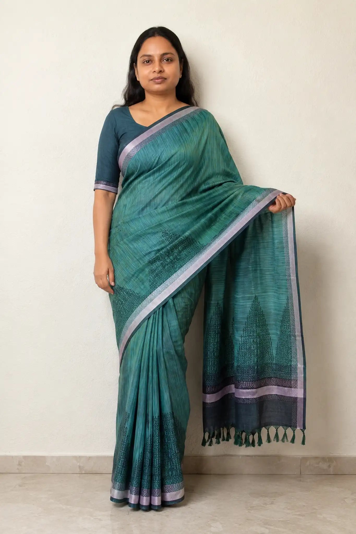 Temple Butta Soft Silk Saree with Zari Border - Full Drape | Women Fashion India
