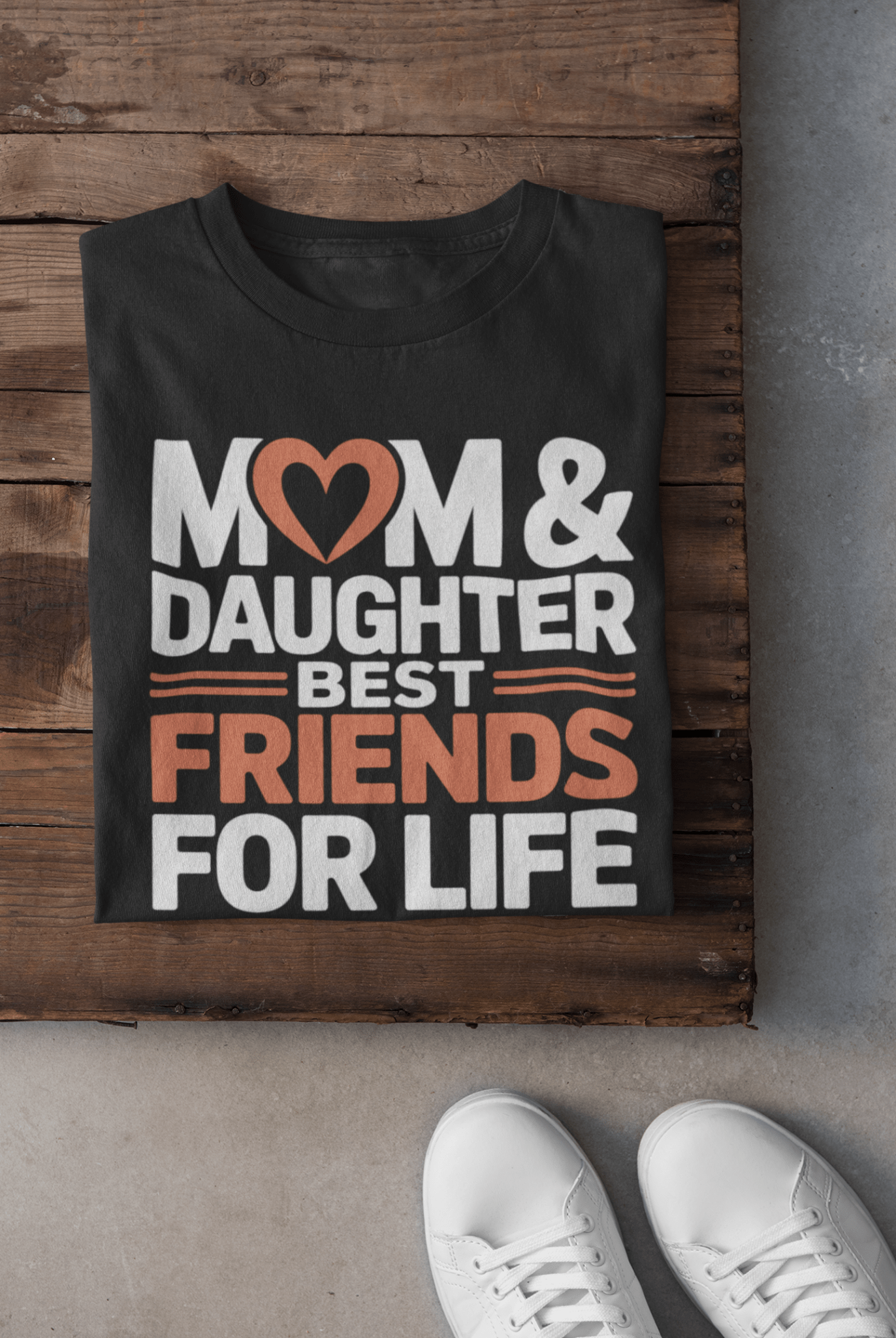 Mom & Daughter Best Friends T-Shirt | Bio - Washed | Breathable - TRESSNY - MRnHs - Bk - S - momdaughterbestfriendsdesign - Fr - dtf