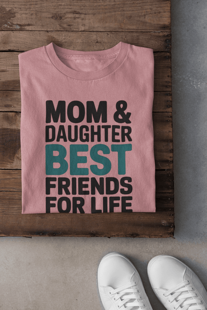Mom & Daughter Best Friends T-Shirt | Bio - Washed | Breathable - TRESSNY - MRnHs - Wh - S - momdaughterbestfrienddesign - Fr - dtf