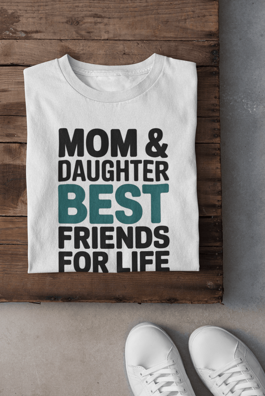Mom & Daughter Best Friends T-Shirt | Bio - Washed | Breathable - TRESSNY - MRnHs - Wh - S - momdaughterbestfrienddesign - Fr - dtf