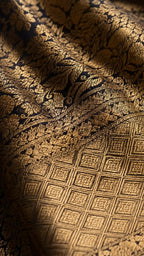 Navy Jacquard Saree with Contrast Blouse - Muhurtham Wear - Saree Pallu | Women Fashion India