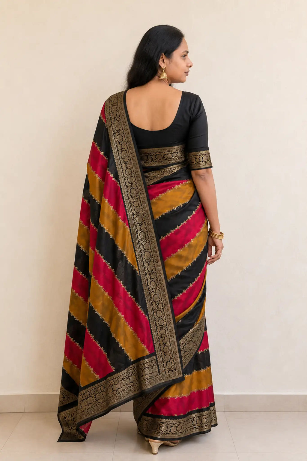 Paithani Soft Silk Digital Design Saree for Party Wear - Saree Flatlay | Women Fashion India