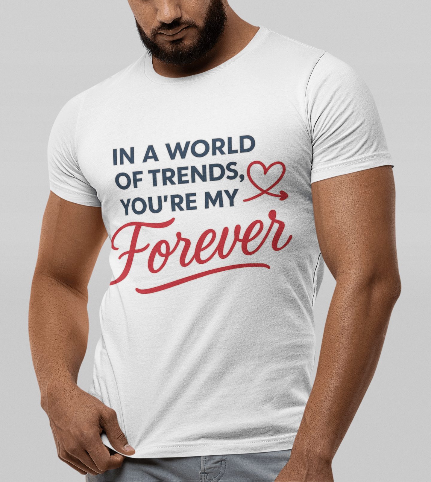 Perfect Gift for Loved Ones| Unisex Round Neck T-shirt | 100% Cotton | Bio - Washed | Breathable & Durable - TRESSNY - MRnHs - Wh - XL - Design_youremyforever4500 - Fr - dtf