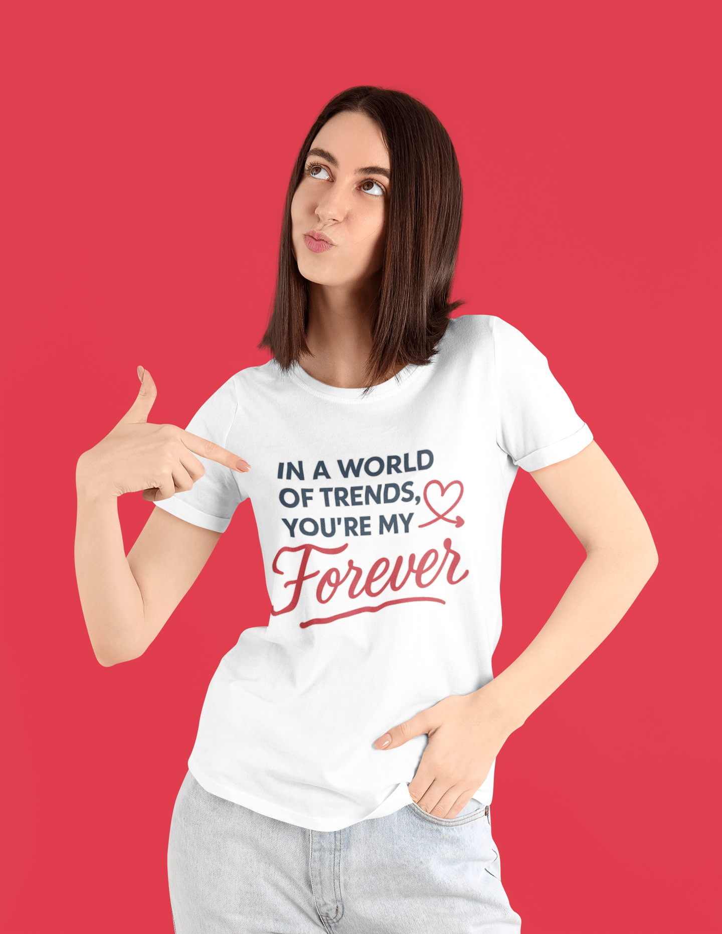 Perfect Gift for Loved Ones| Unisex Round Neck T-shirt | 100% Cotton | Bio - Washed | Breathable & Durable - TRESSNY - MRnHs - Wh - M - Design_youremyforever4500 - Fr - dtf
