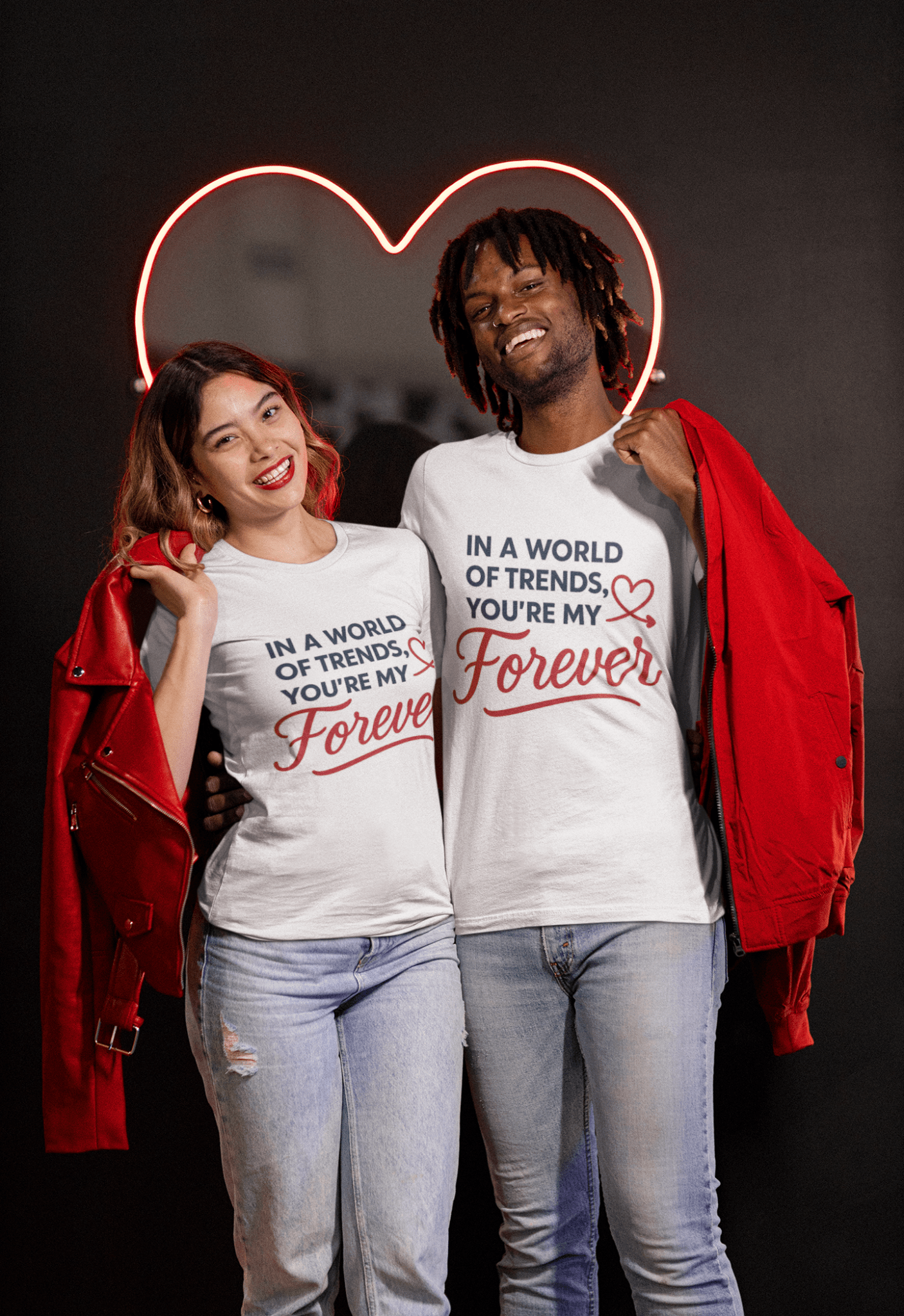Perfect Gift for Loved Ones| Unisex Round Neck T-shirt | 100% Cotton | Bio - Washed | Breathable & Durable - TRESSNY - MRnHs - Wh - XXL - Design_youremyforever4500 - Fr - dtf