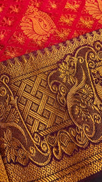 Pink Jacquard Silk Saree with Maroon Zari Pallu for Weddings - Border Closeup | Women Fashion India