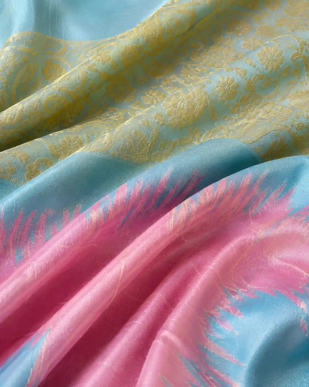 Pink Soft Silk Saree with Zari Meena Work Pallu & Korvai Border - Saree Blouse | Women Fashion India