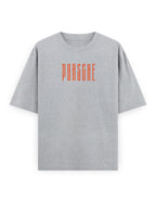 Gray t-shirt with 'PORSCHE' printed in red on a white background