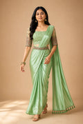PREMIUM QUALITY ULTRA SATTIN PARTY WEAR SAREES - Front View | Women Fashion India