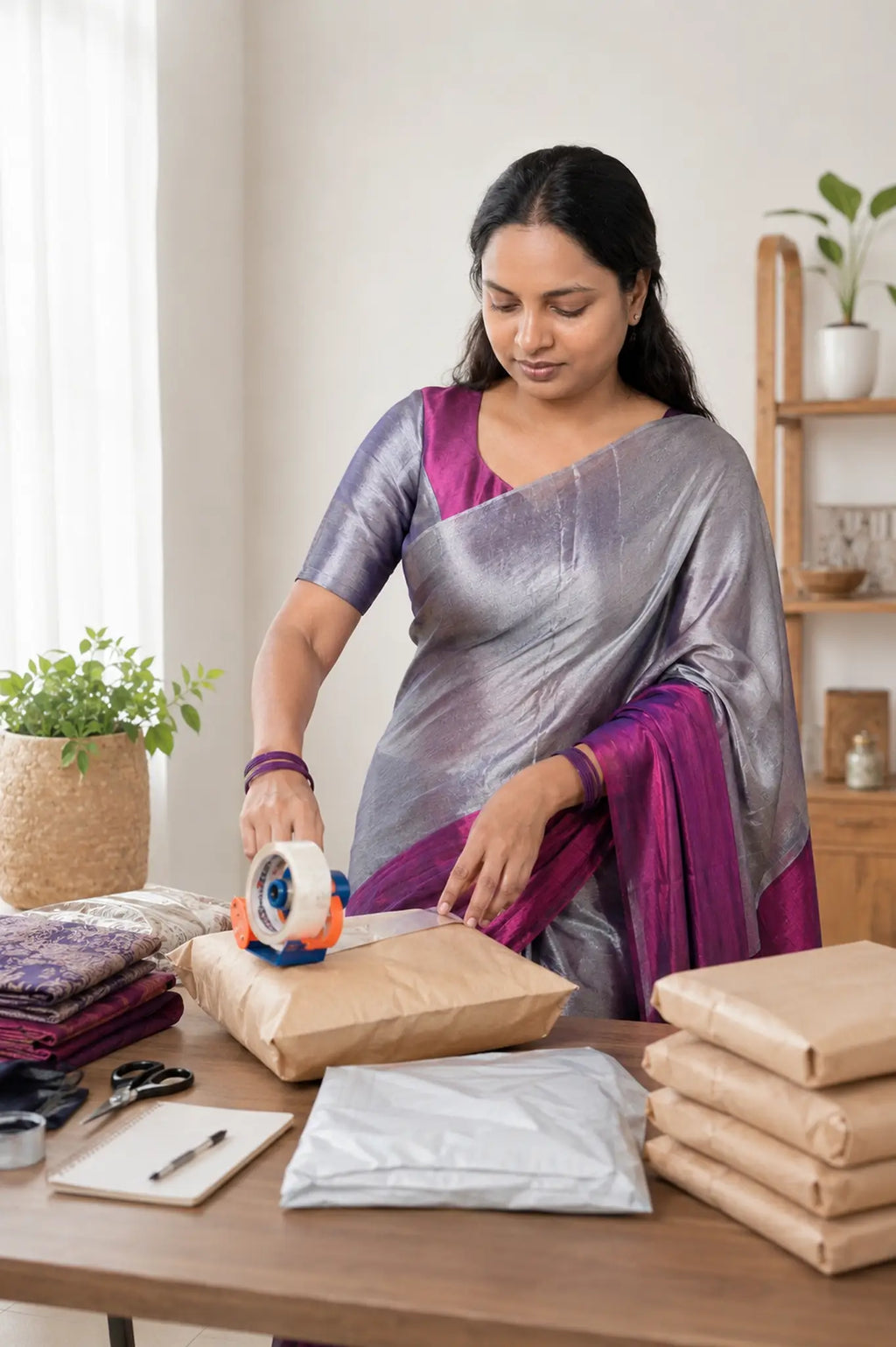 Tissue Cotton Half and Half Saree with Tassel Pallu - Pallu Detail | Women Fashion India