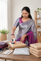 Tissue Cotton Half and Half Saree with Tassel Pallu - Pallu Detail | Women Fashion India