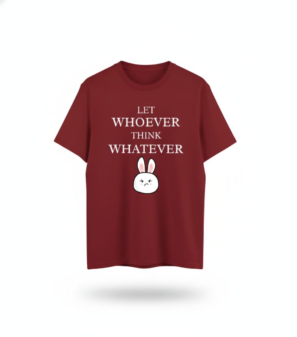 Let Whoever Think Whatever Red Tee | Cute Bunny Tee