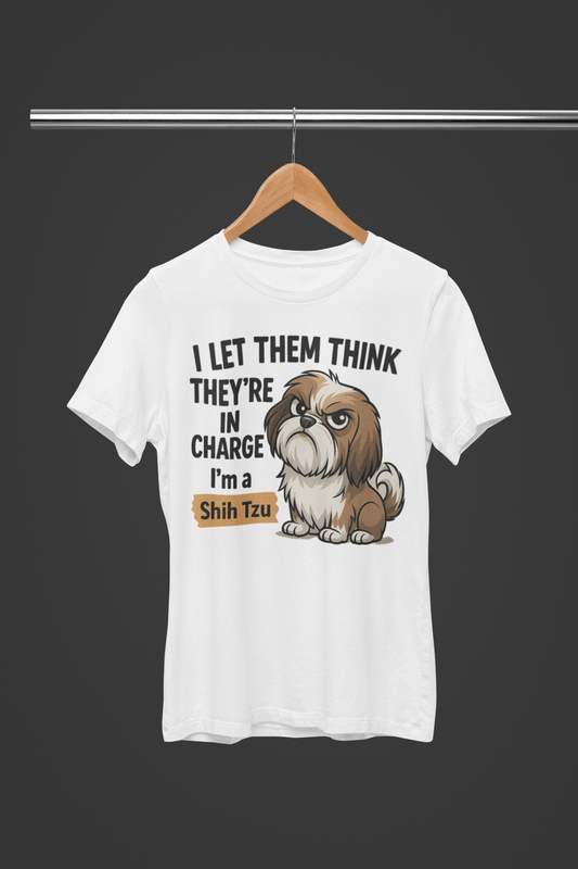 Shih Tzu - Unisex Round Neck T-Shirt | 100% Super Combed Cotton | Bio - Washed | Breathable & Long - Lasting Comfort - TRESSNY - MRnHs - Wh - XS - design_iletthemthink_4500x5500 - Fr - dtf