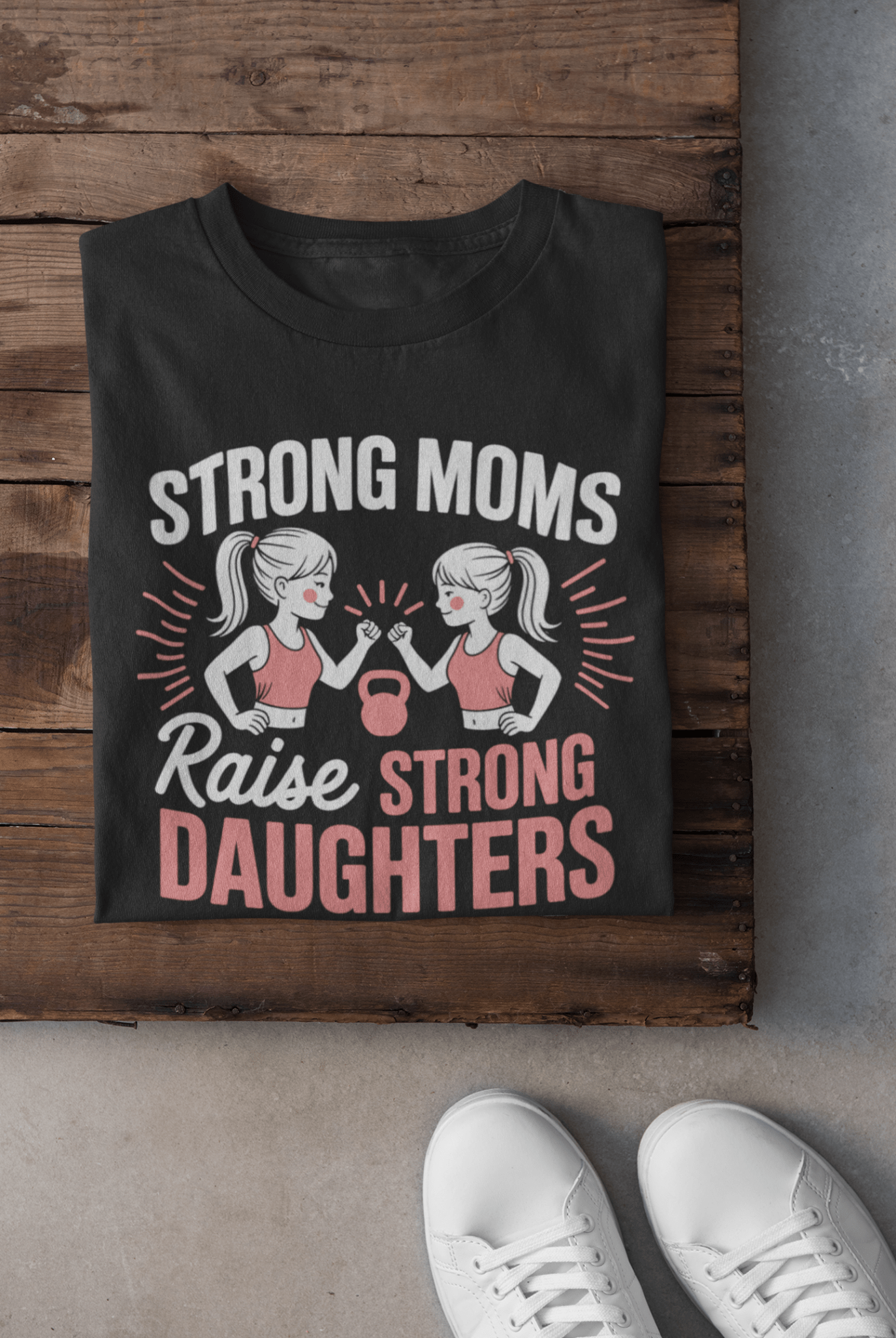 Strong Women Raise Strong Daughter T-Shirt | 100% Cotton | Bio - Washed | Soft, Breathable & Durable - TRESSNY - MRnHs - Bk - S - StrongMomTShirtDesign - Fr - dtf