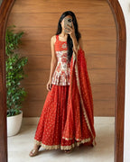 Viscose Tissue Silk Gown with Kalamkari Mirror Coat - Coat Front | Women Fashion India