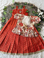 Viscose Tissue Silk Gown with Kalamkari Mirror Coat - Lifestyle Shot | Women Fashion India