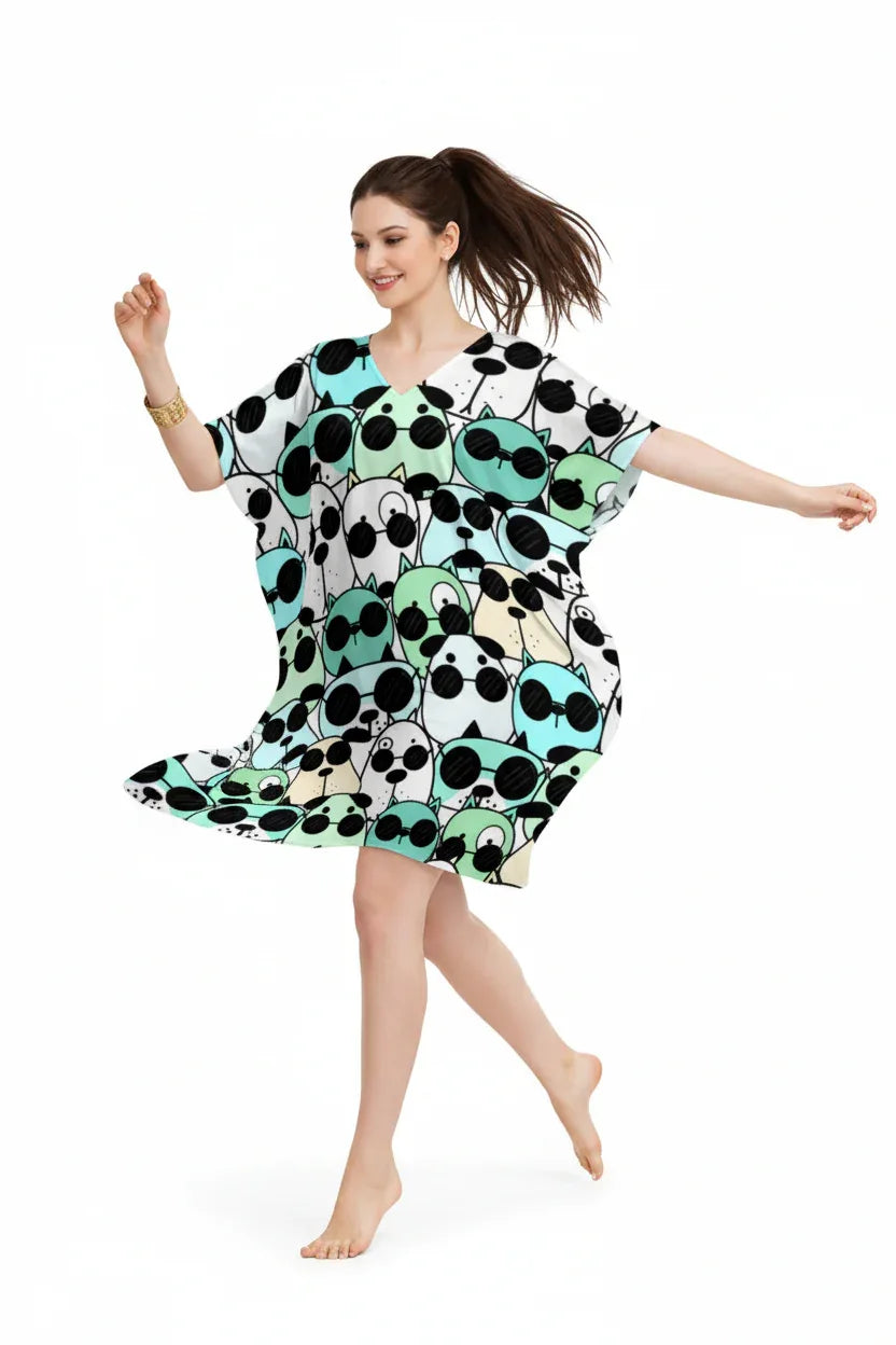 TRESSNY-Dog-Print-Kaftan-White-Action