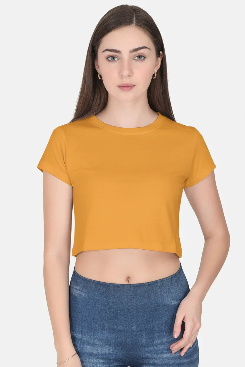 TRESSNY Plain Crop Top – Golden Yellow Front