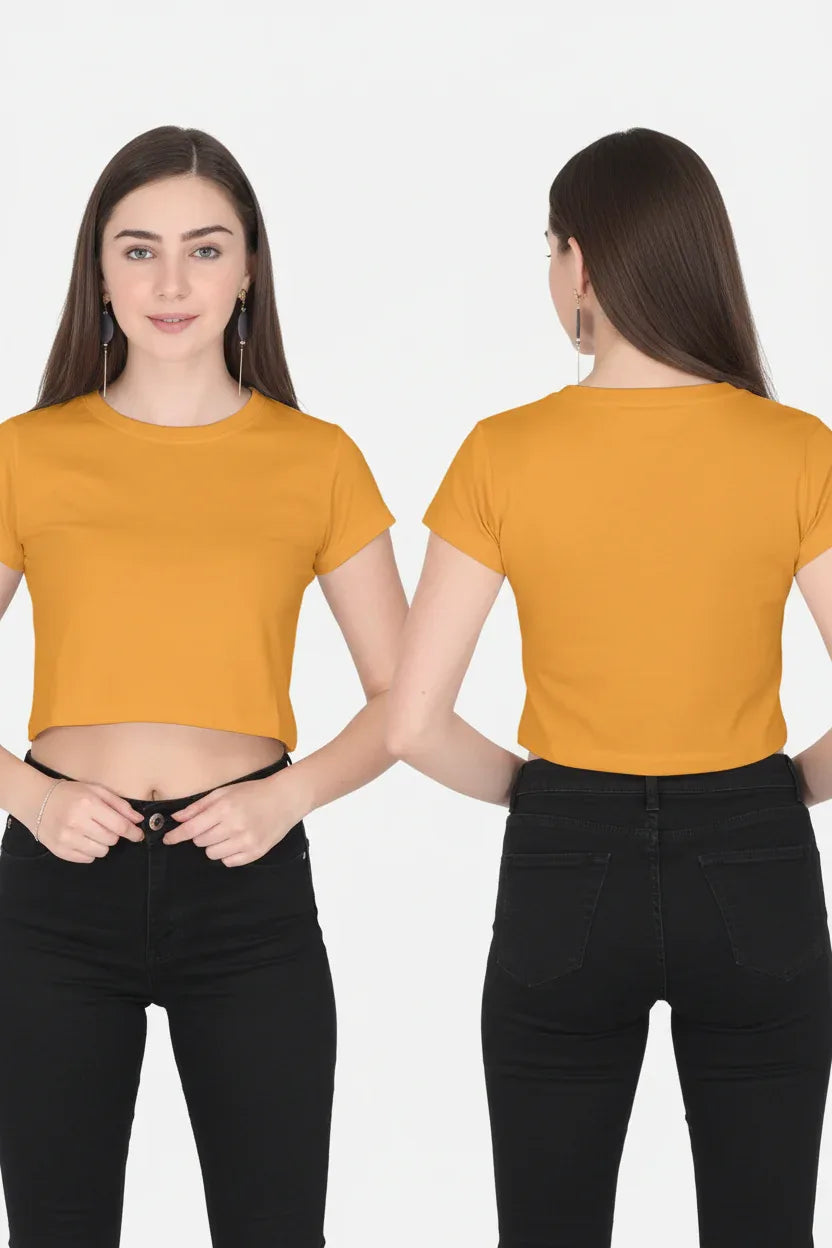 TRESSNY Plain Crop Top – Golden Yellow Hero