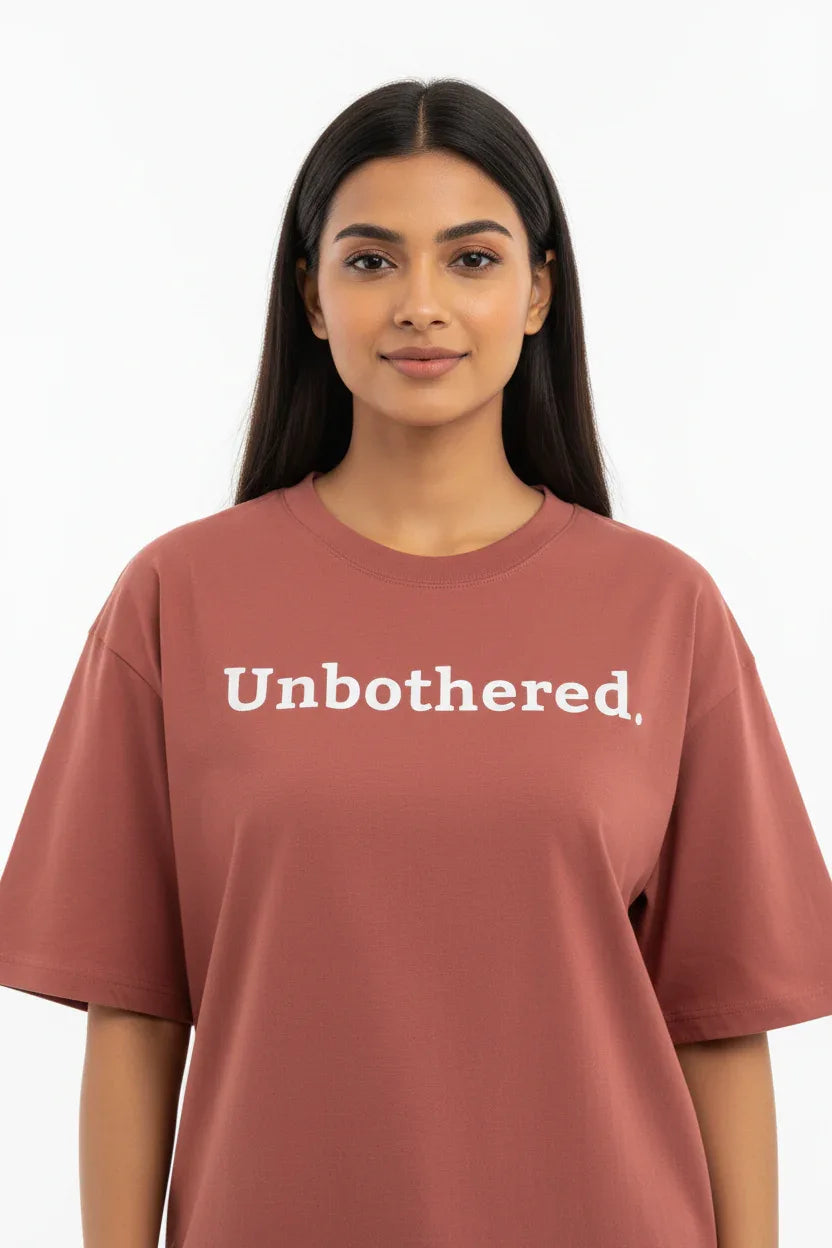 TRESSNY-Unbothered-Tee-Coral-Front-Detail